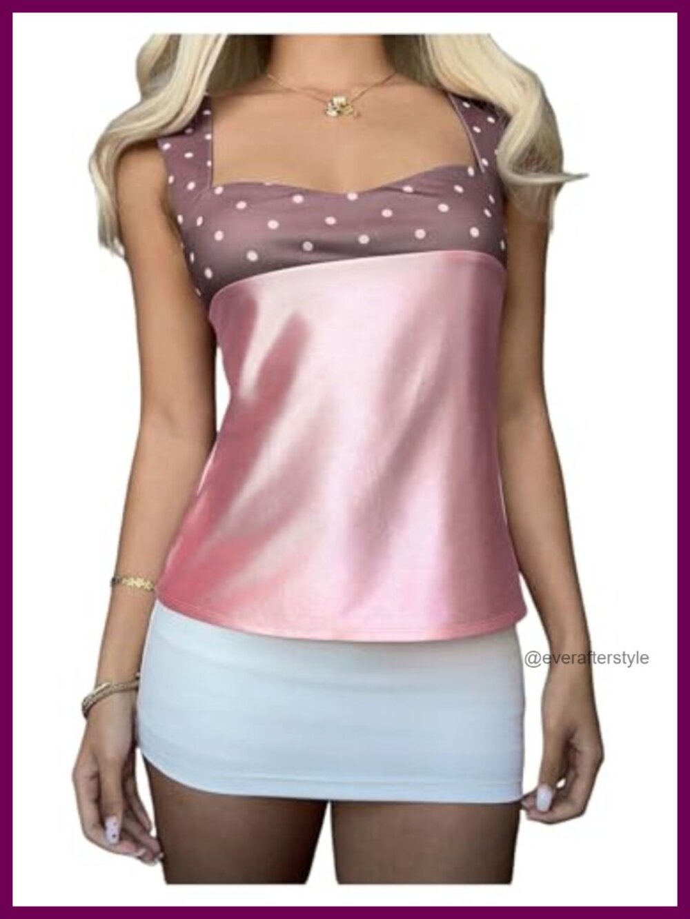 Satin Polka Dot Bow Tie Back Sleeveless Going Out Top